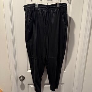 STYLUS Black Faux Leather Jogger Style Pants